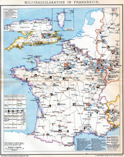 Brockhaus' Konversations-Lexikon, 1894-1897
7.199. Militärdislokation in Frankreich