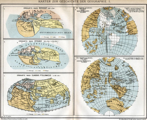 Brockhaus' Konversations-Lexikon, 1894-1897
7.804a. Karten zur Geschichte der Geographie. I.