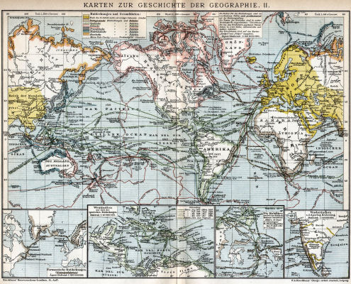 Brockhaus' Konversations-Lexikon, 1894-1897
7.804b. Karten zur Geschichte der Geographie. II.