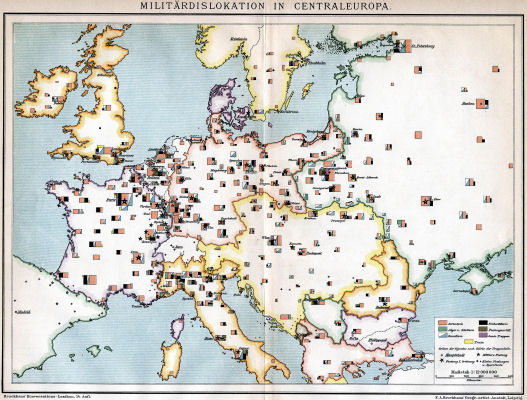 Brockhaus' Konversations-Lexikon, 1894-1897
8.943. Militärdislokation in Centraleuropa