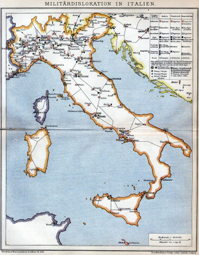 Brockhaus' Konversations-Lexikon, 1894-1897
9.802. Militärdislokation in Italien