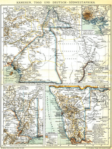 Brockhaus' Konversations-Lexikon, 1894-1897
10.70. Kamerun, Togo und Deutsch-Südwestafrika