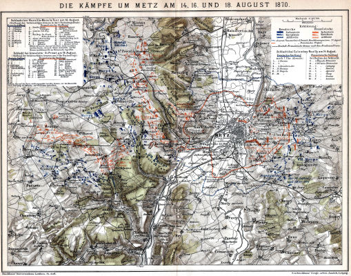 Brockhaus' Konversations-Lexikon, 1894-1897
11.835. Die Kämpfe um Metz am 14., 16. und 18. August 1870