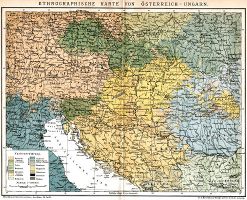 Brockhaus' Konversations-Lexikon, 1894-1897
12.718. Ethnographische Karte von Österreich-Ungarn
