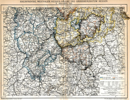 Brockhaus' Konversations-Lexikon, 1894-1897
13.826b. Rheinprovinz, Westfalen, Hessen-Nassau und Grossherzogtum Hessen. II. Südlicher Teil