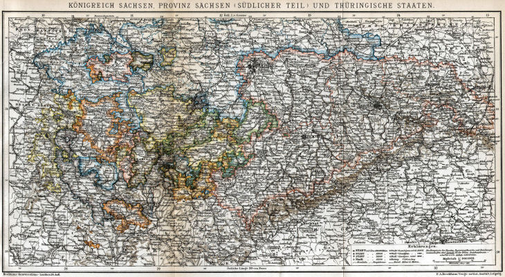 Brockhaus' Konversations-Lexikon, 1894-1897
14.133. Königreich Sachsen, Provinz Sachsen (südlicher Teil) und Thüringische Staaten