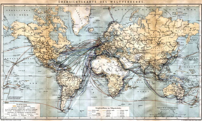Brockhaus' Konversations-Lexikon, 1894-1897
16.629. Übersichtskarte des Weltverkehrs