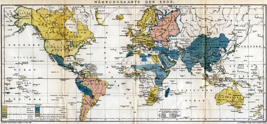 Brockhaus' Konversations-Lexikon, 1894-1897
17.1013. Währungskarte der Erde