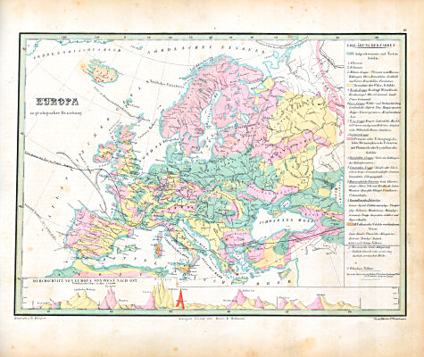 Atlas zu Humboldt's Kosmos (1854)
10. Europa in geologischer Beziehung