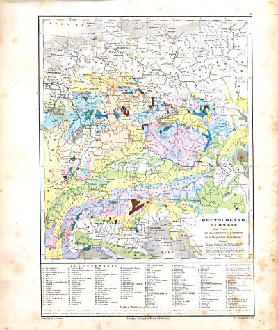 Atlas zu Humboldt's Kosmos (1854)
11. Deutschland, Schweiz und Theile der angränzenden Länder in geologischer Beziehung