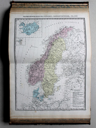 Reuschle, Illustrirter Volks-Atlas, 1875
27. Skandinavische Halbinsel (Schweden u. Norwegen) Dänemark u. Island