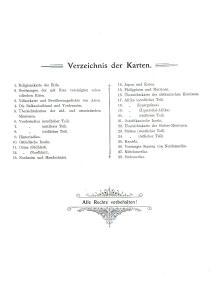Katholischer Missionsatlas (1906)
Inhoudsopgave / Table of contents