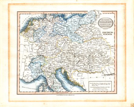 Cary's New Universal Atlas, 1819
4. The Central States of Europe according to the Congress of Vienna
Midden-Europa, volgens het Congres van Wenen (1815)