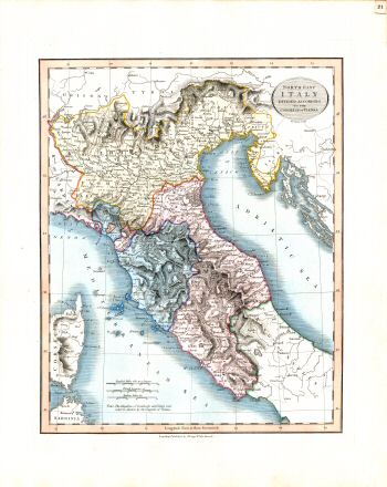 Cary's New Universal Atlas, 1819
21. North East Italy divided according to the Congress of Vienna
Noordoost-Italië, volgens het Congres van Wenen (1815)
