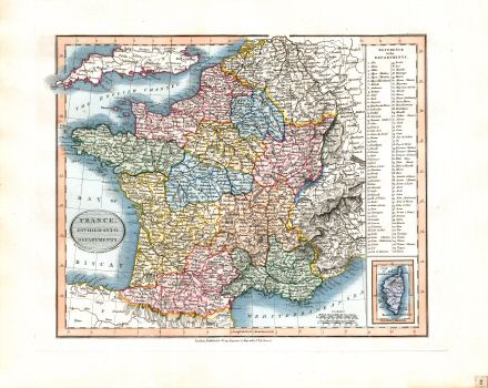 Cary's New Universal Atlas, 1819
40. France, divided into Departments
Frankrijk, ingedeeld in departementen (vanaf 1789)