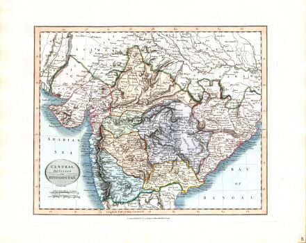 Cary's New Universal Atlas, 1819
46. Central Division of Hindoostan
Het midden van Hindoestan
