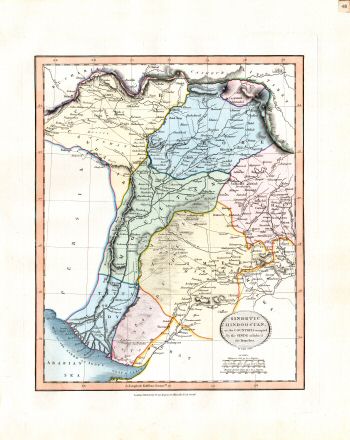 Cary's New Universal Atlas, 1819
48. Sindetic Hindoostan, or the Countries occupied by the Sinde or Indus & its branches
Hindoestan langs de Indus