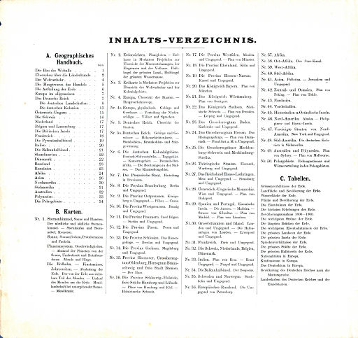 Universal-Atlas, Dr. A. Berg (ca.&nbsp;1906)
Inhoudsopgave / Table of contents (scan)