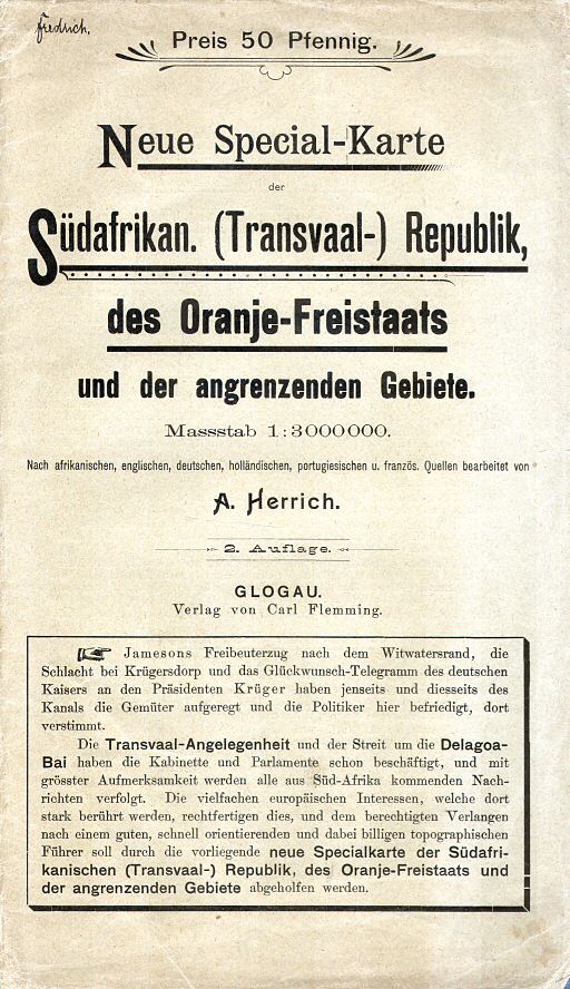 Carl Flemmings Generalkarten
Special-Karte der Südafrikan. Republik
Voorkant omslag / Front cover