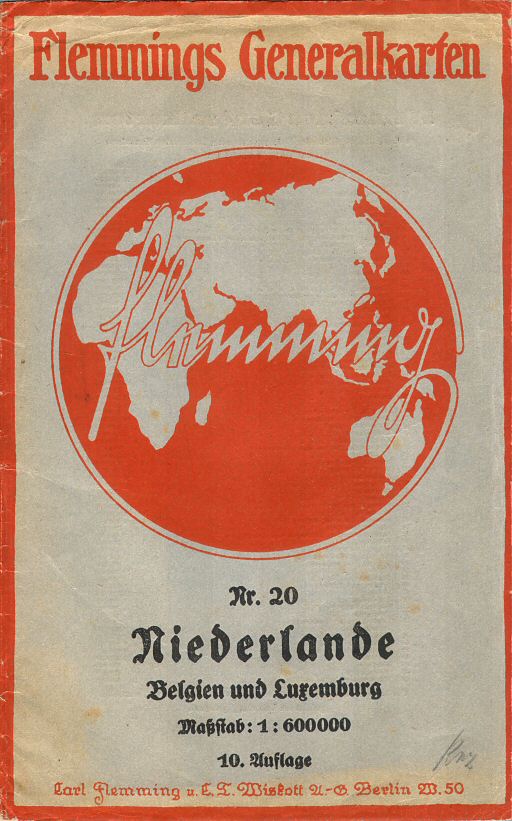 Flemmings Generalkarten, Nr. 20
Niederlande Belgien und Luxemburg (ca. 1920)
Voorkant omslag / Front cover