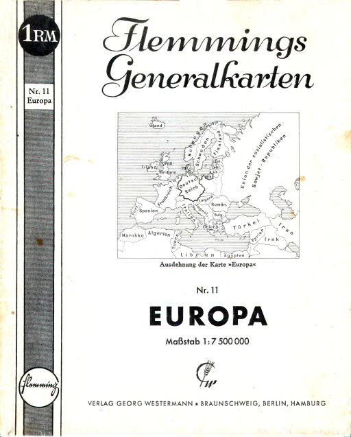 Flemmings Generalkarten, Nr. 11
Europa (1939)
Voorkant omslag / Front cover