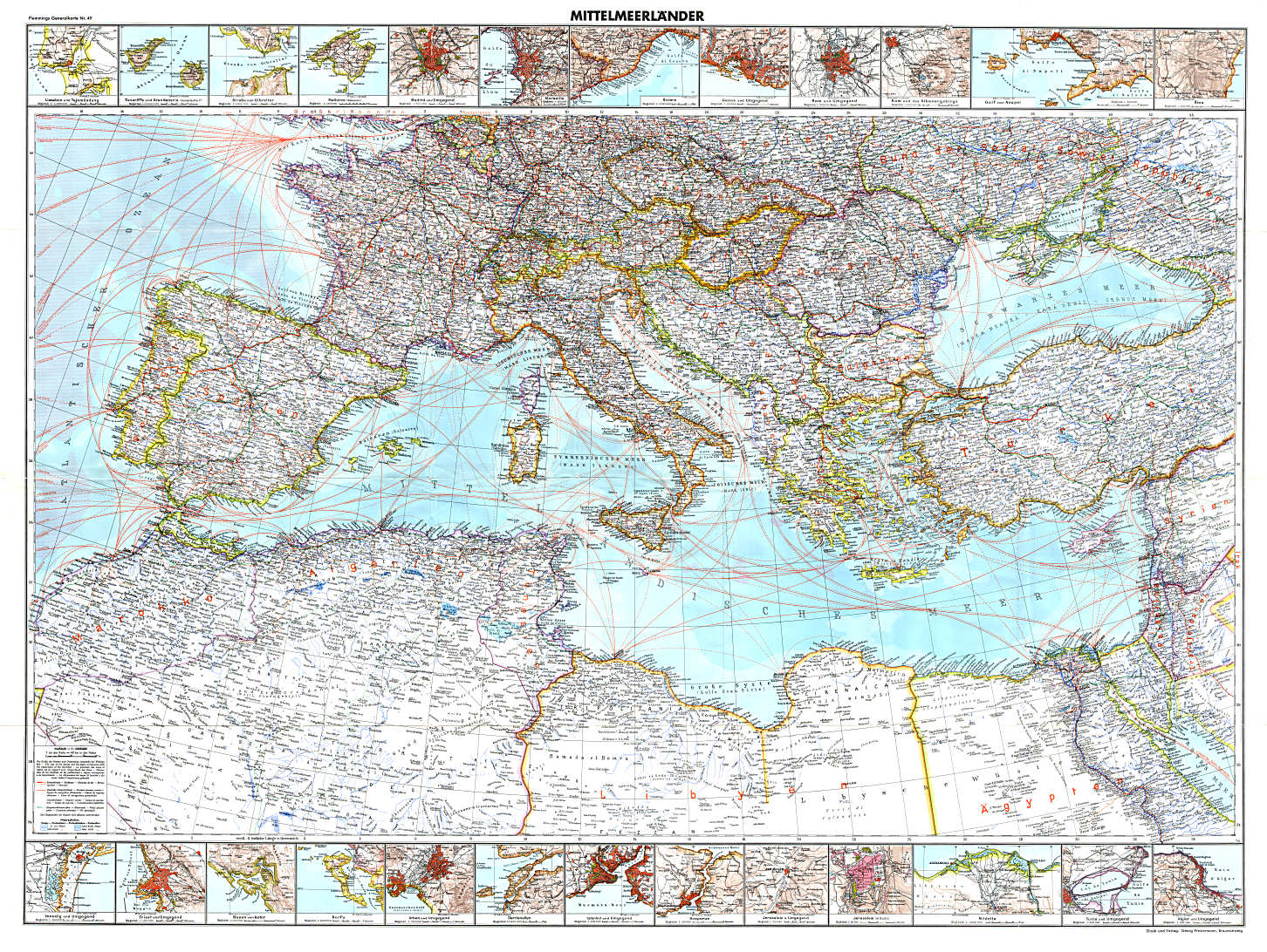 Flemmings Generalkarten, Nr. 49
Mittelmeerländer (ca. 1935)
Middellandse Zeegebied / Mediterranean Basin