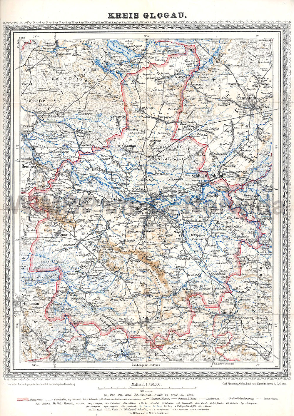 Flemmings Handkarte von Schlesien
Nr. 10  Kreis Glogau / Głogów