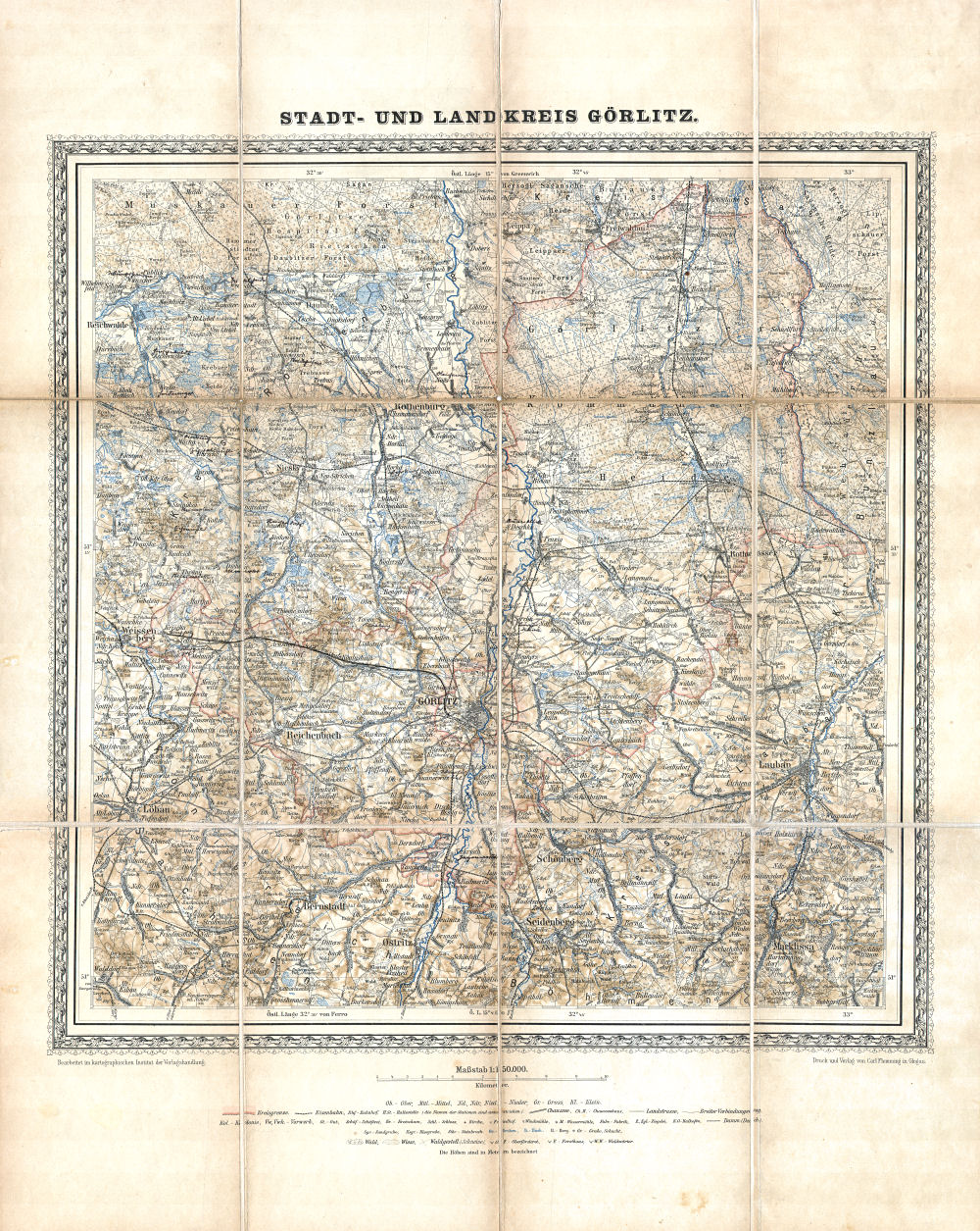 Flemmings Handkarte von Schlesien
Nr. 12  Stadt- und Landkreis Görlitz