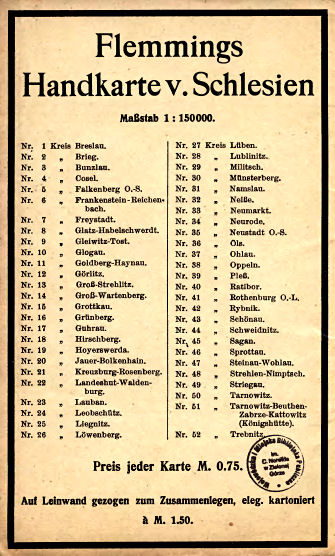 Flemmings Handkarte von Schlesien
Nr. 16  Kreis Grünberg
Binnenkant omslag / Inside cover