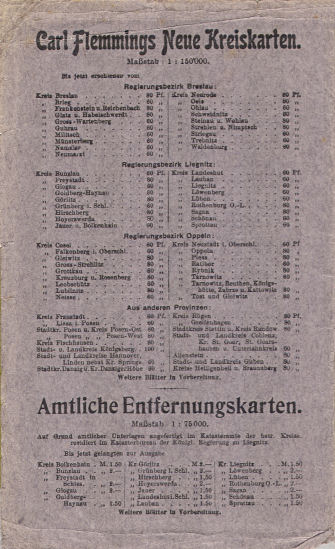 Flemmings Handkarte von Schlesien
Nr. 20 (Kreiskarte 28)  Kreise Jauer und Bolkenhain
Binnenkant omslag / Inside cover