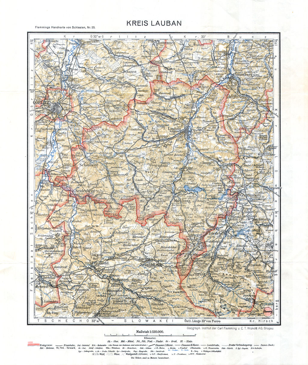 Flemmings Handkarte von Schlesien
Nr. 23  Kreis Lauban / Lubań