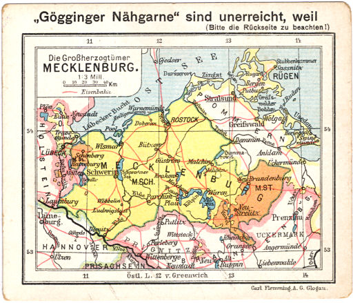 Flemmings Reklame-Atlas (ca. 1910)
(23) Die Großherzogtümer Mecklenburg