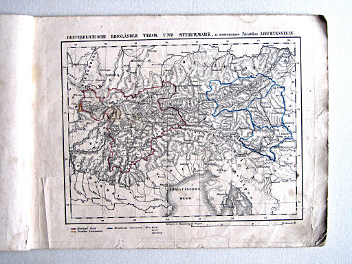 Handtke's Schul-Atlas (1851)
25. Oesterreichische Kronländer Tirol und Steiermark, u. souveraines Fürstthm. Liechtenstein
