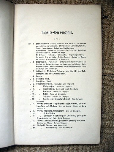 Hand-Atlas Otto Herkt (ca.&nbsp;1910)
Inhoudsopgave 1 / Table of contents 1