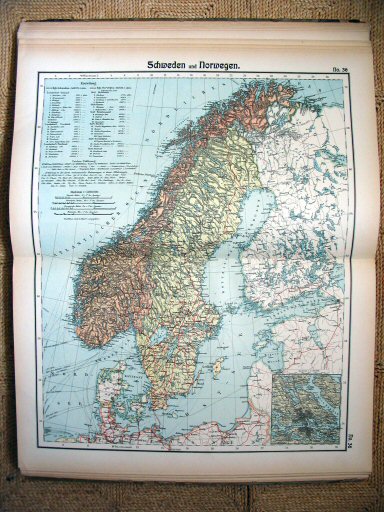Hand-Atlas Otto Herkt (ca.&nbsp;1910)
36. Zweden en Noorwegen / Sweden and Norway