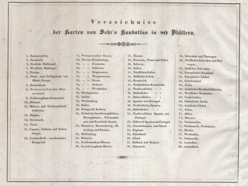 Sohr's Hand-Atlas 1844
Inhoudsopgave (met 73. Marocco)
Table of contents (with 73. Marocco)