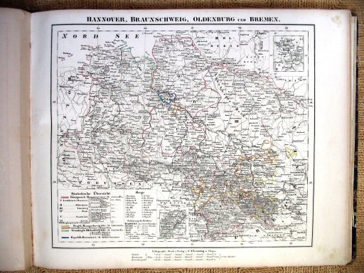 Sohr-Berghaus Hand-Atlas 1847
Hannover, Brunswijk, Oldenburg, Bremen (kaart 32)
Hanover, Brunswick, Oldenburg, Bremen (sheet 32)