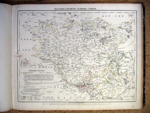 Sohr-Berghaus Hand-Atlas 1847
Holstein, Lauenburg, Hamburg, Lübeck (kaart 34)
Holstein, Lauenburg, Hamburg, Lubeck (sheet 34)