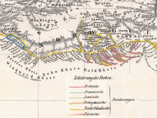 Sohr-Berghaus Hand-Atlas 1847
Westafrikaanse kust (kaart S.19, detail)
West African Coast (sheet S.19, detail)