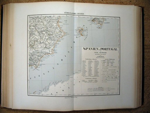 Sohr-Berghaus Hand-Atlas 1874 (100)
52. Spanje, Portugal (ZO) / Spain, Portugal (SE)