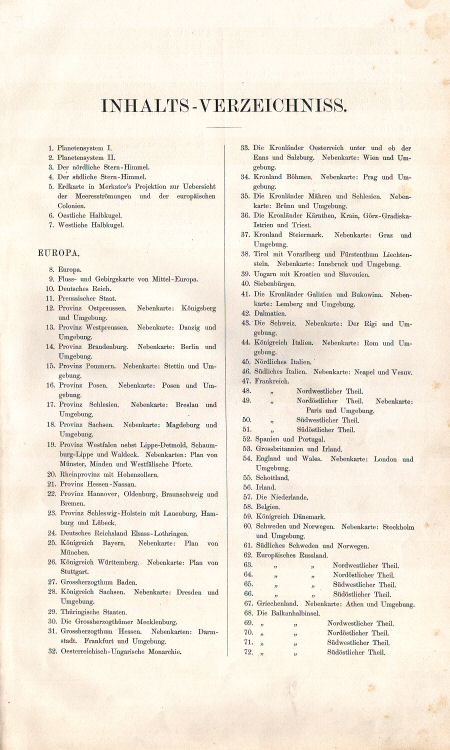 Sohr-Berghaus Hand-Atlas 1892 (100)
Inhoudsopgave / Table of contents