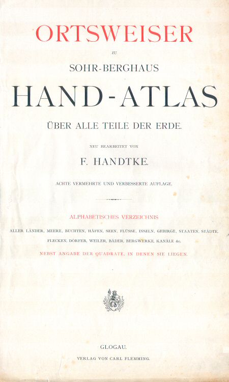 Sohr-Berghaus Hand-Atlas 1892 (100)
Titelpagina register / Index title page
