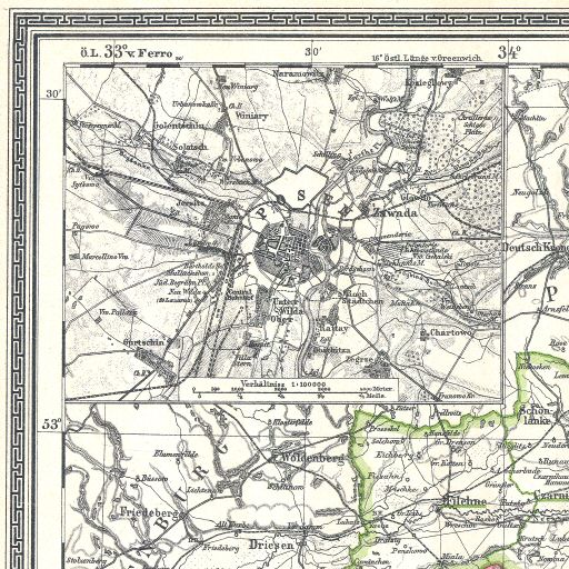 Sohr-Berghaus Hand-Atlas (1892)
16a. Posen (Poznań)