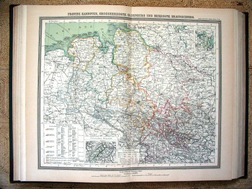 Sohr-Berghaus Hand-Atlas (1892)
22. Hannover, Oldenburg, Brunswijk, Bremen
22. Hanover, Oldenburg, Brunswick, Bremen