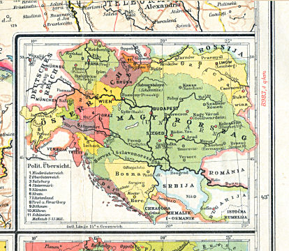 Flemmings Namentreue Länderkarte
4d. Österreich-Ungarn, politische Übersicht (1910?)
Oostenrijk-Hongarije / Austria-Hungary