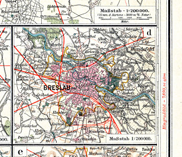 Sohr-Berghaus, Handatlas, 9. Aufl.
15d. Breslau (1903/04)
Breslau (Wrocław)