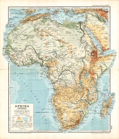 Sohr-Berghaus, Handatlas, 9. Aufl.
61. Afrika physisch
Afrika, natuurkundig / Africa, physical