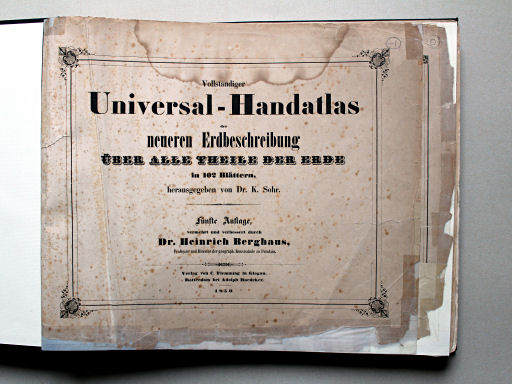 Sohr-Berghaus Universal-Handatlas NL, 1850
Titelpagina / Title page