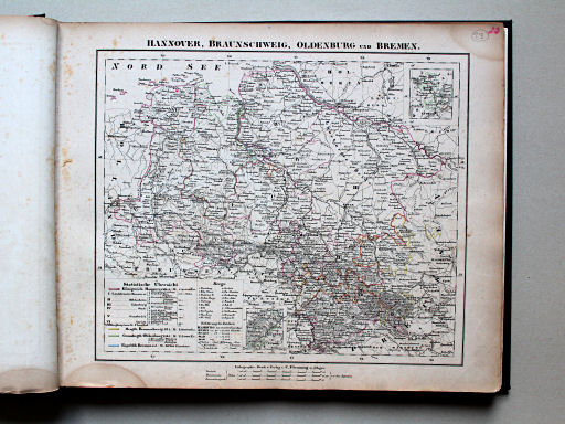 Sohr-Berghaus Universal-Handatlas NL, 1850
23. Hannover, Braunschweig, Oldenburg und Bremen