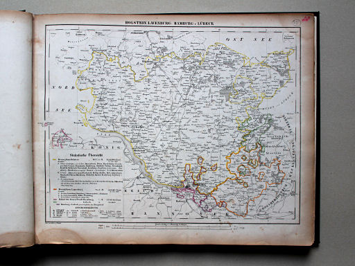 Sohr-Berghaus Universal-Handatlas NL, 1850
25. Holstein, Lauenburg, Hamburg u. Lübeck